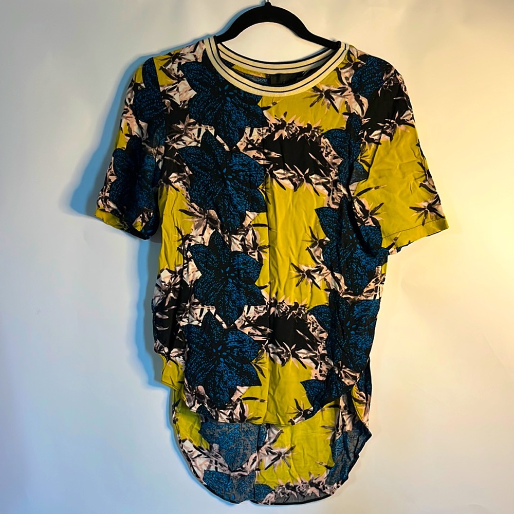 Women’s Topshop Short Sleeve High-Low Printed Top - Size: 2.